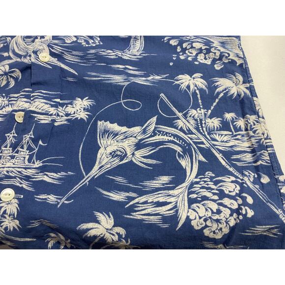 POLO RALPH LAUREN Aloha Shirt All-over Pattern Linen Cotton Men Size: L - Picture 4 of 8